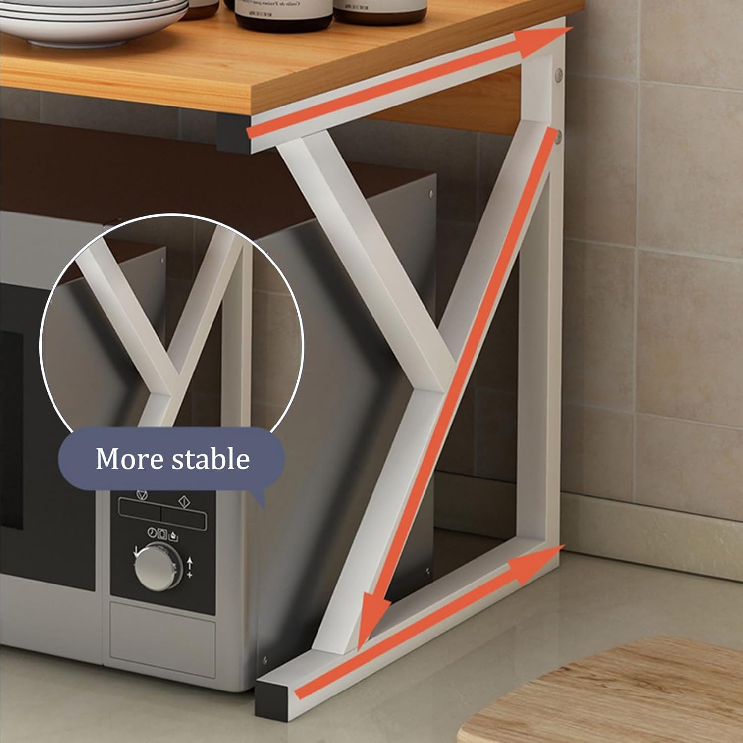 Microwave Oven Rack,Microwave Rack Durable Electric Oven Holder Shelf Countertop Microwave Organizer Steel Kitchen Rack - Image 6