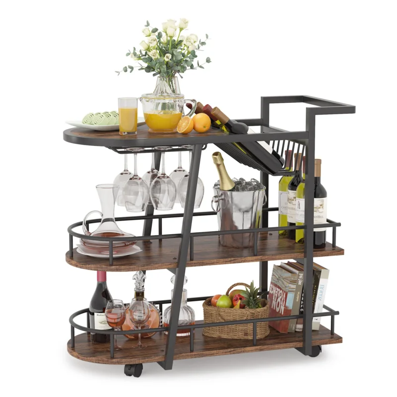 3-Tier Home Bar Serving Cart Kitchen Cart