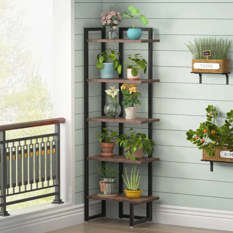 Corner Shelf, 5 Tier Corner Bookshelf Storage Rack - Image 5