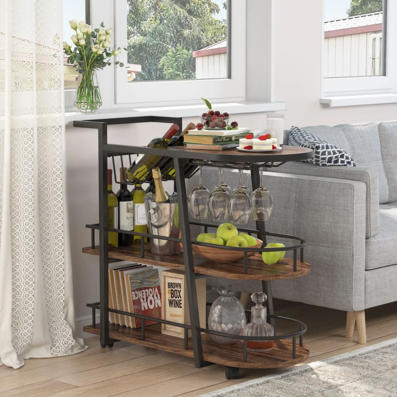 3-Tier Home Bar Serving Cart Kitchen Cart - Image 3