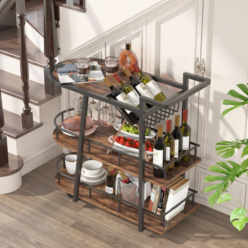 3-Tier Home Bar Serving Cart Kitchen Cart - Image 4