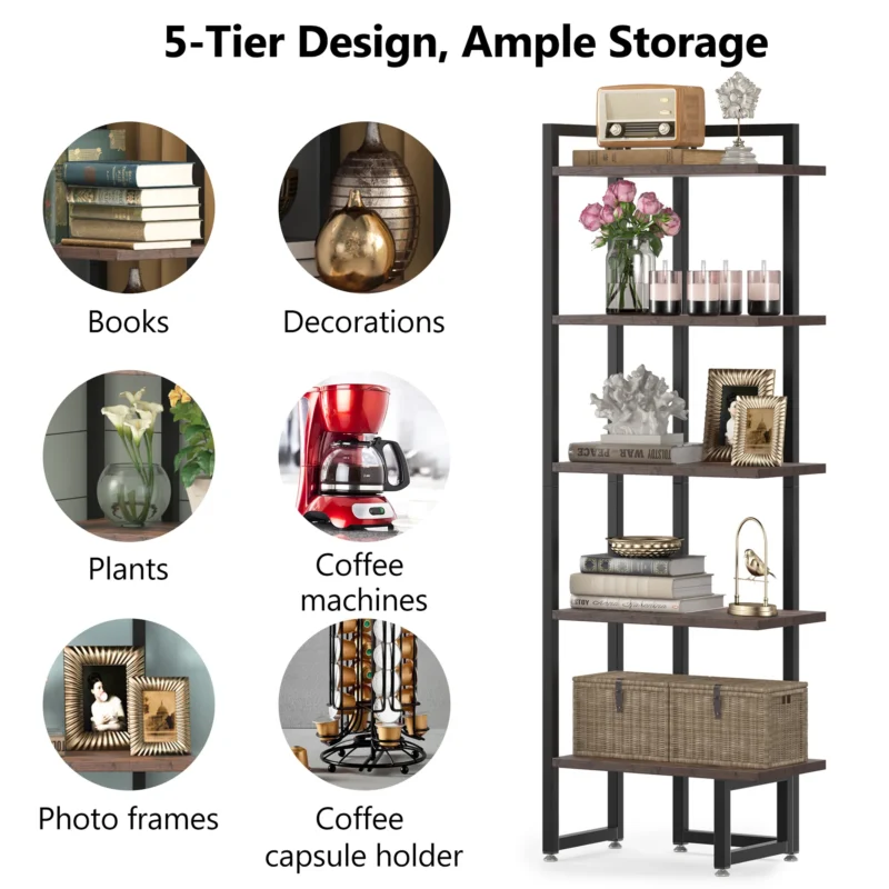 Corner Shelf, 5 Tier Corner Bookshelf Storage Rack - Image 6