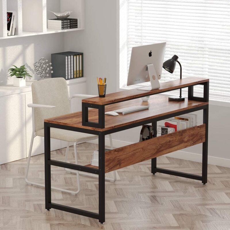 Computer Desk with Monitor Stand and Shelves - Image 5