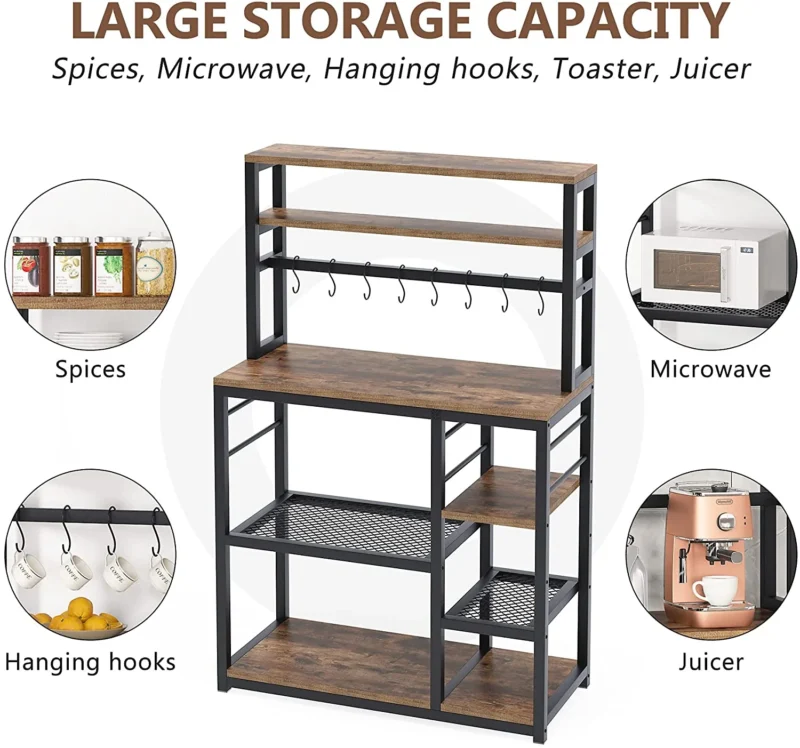 Kitchen Rack, 5-Tier Microwave Cart Oven Stand - Image 4