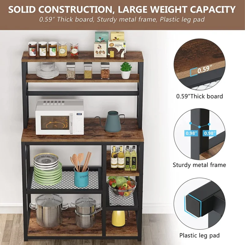 Kitchen Rack, 5-Tier Microwave Cart Oven Stand - Image 7