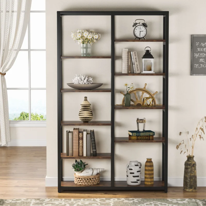 Bookshelf Bookcase, 10-Open Shelf Etagere Bookcase - Image 2