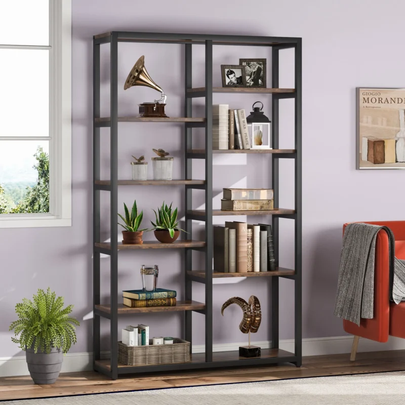 Bookshelf Bookcase, 10-Open Shelf Etagere Bookcase - Image 10