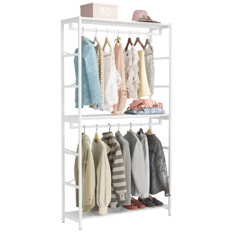 Freestanding Closet Organizer, 86 Garment Rack with Shelves & Hanging Rods - Image 2