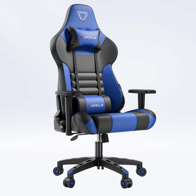 Gaming Chair - Furgle Gamer Chair - Office Chair - Swing Mode - with Headrest and Lumbar Support - Black Blue