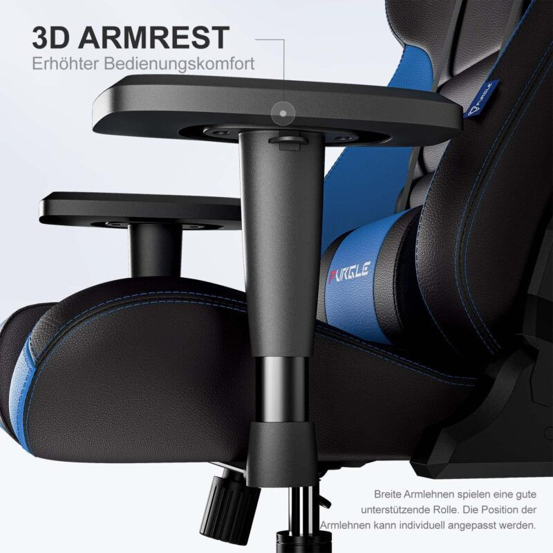 Gaming Chair - Furgle Gamer Chair - Office Chair - Swing Mode - with Headrest and Lumbar Support - Black Blue - Image 9