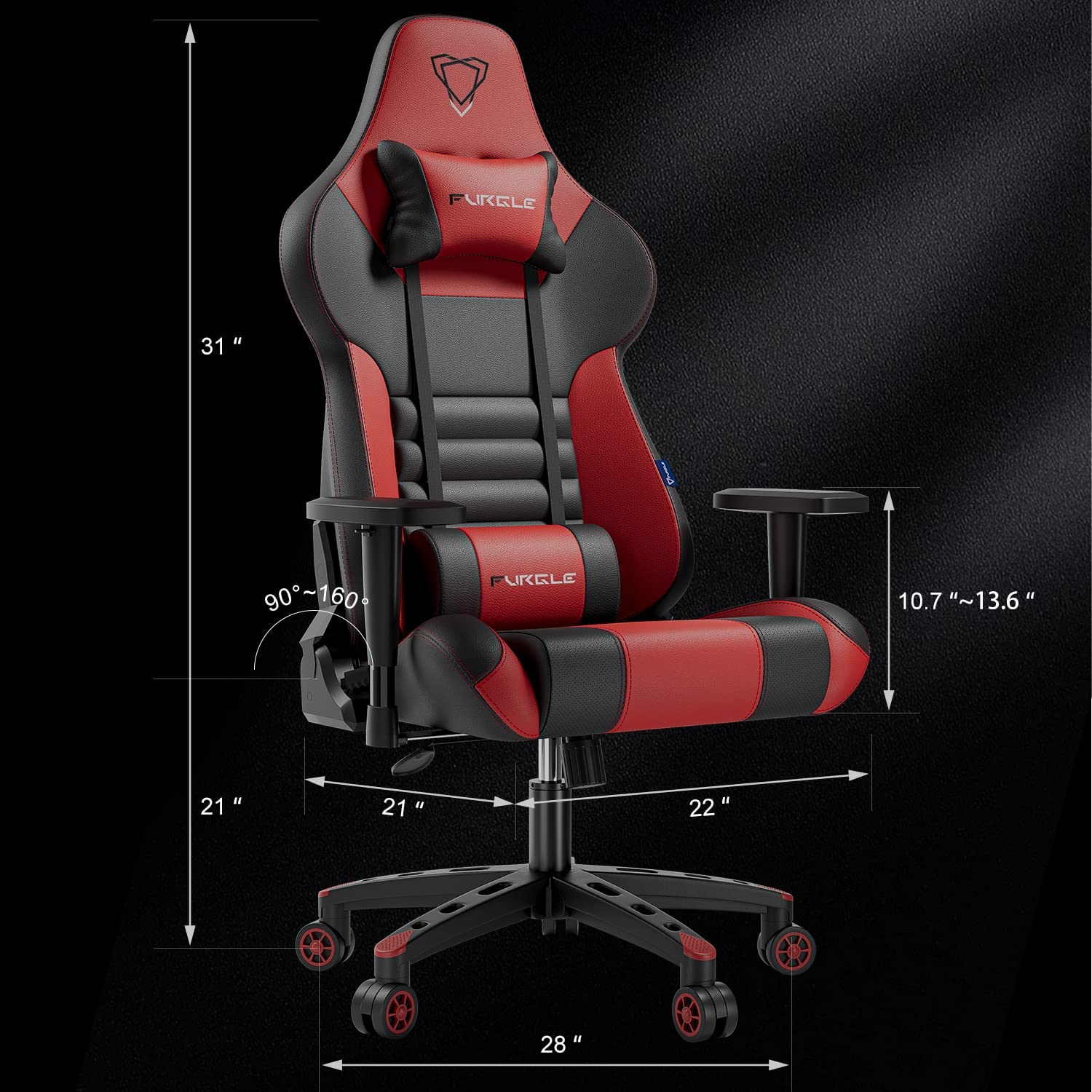 Furgle Gaming Chair, , PU Leather Ergonomic Video Game Chairs with