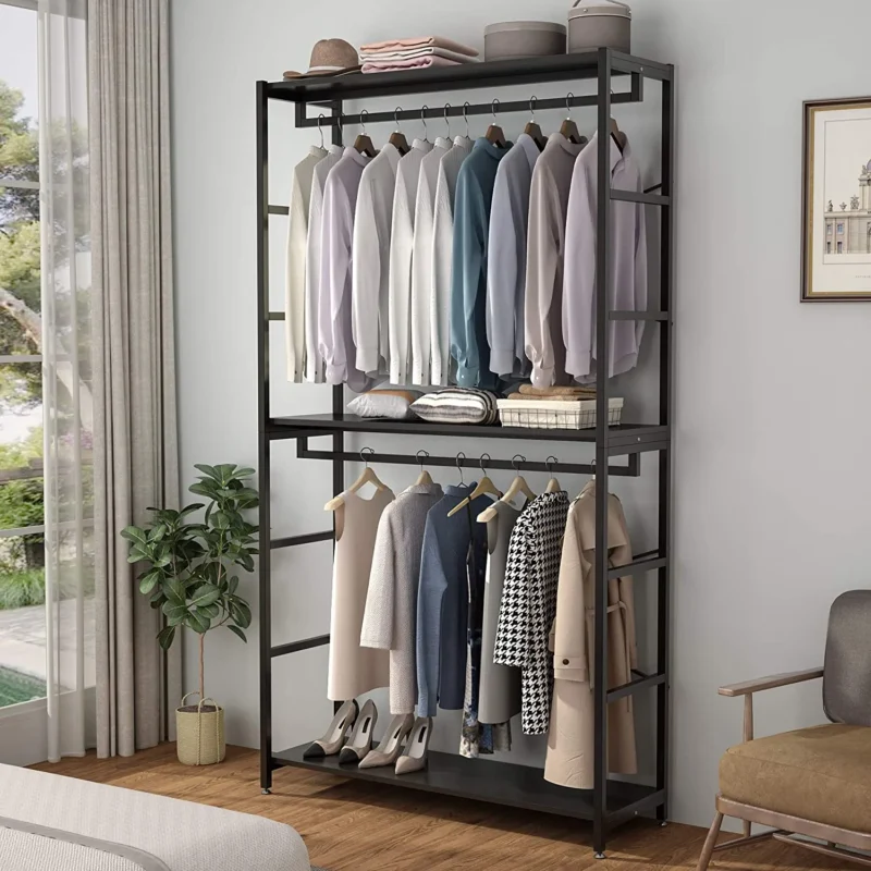 Freestanding Closet Organizer, 86 Garment Rack with Shelves & Hanging Rods - Image 6