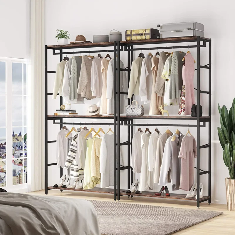 Freestanding Closet Organizer, 86 Garment Rack with Shelves & Hanging Rods - Image 7