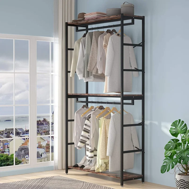 Freestanding Closet Organizer, 86 Garment Rack with Shelves & Hanging Rods - Image 9