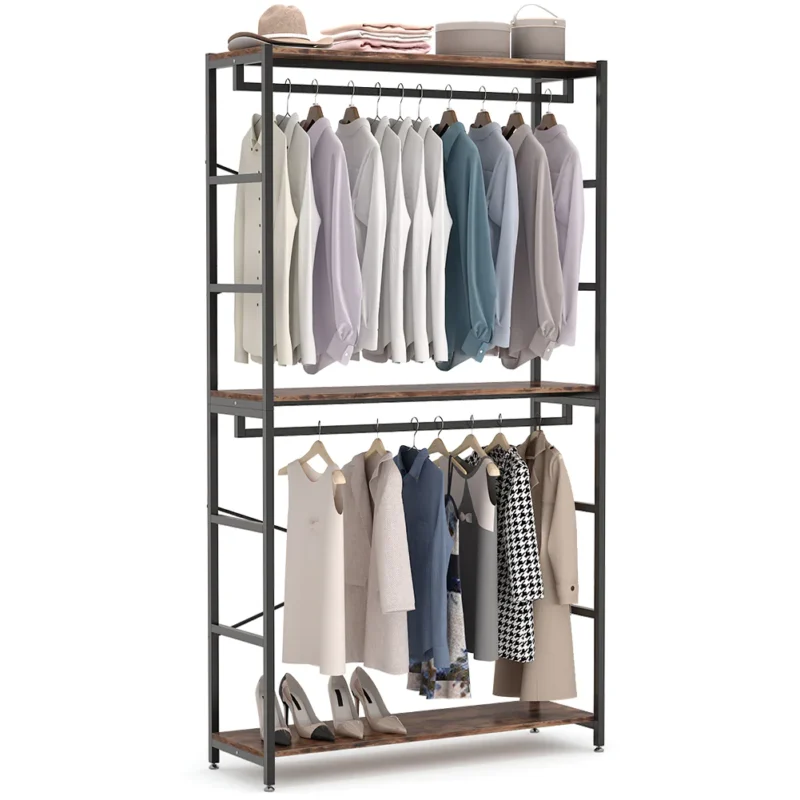 Freestanding Closet Organizer, 86 Garment Rack with Shelves & Hanging Rods - Image 11