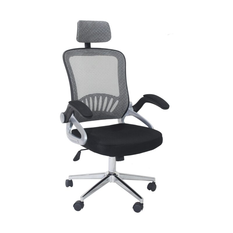 Mesh High Back Ergonomic Chair with Arms and Headrest (Grey and Black)