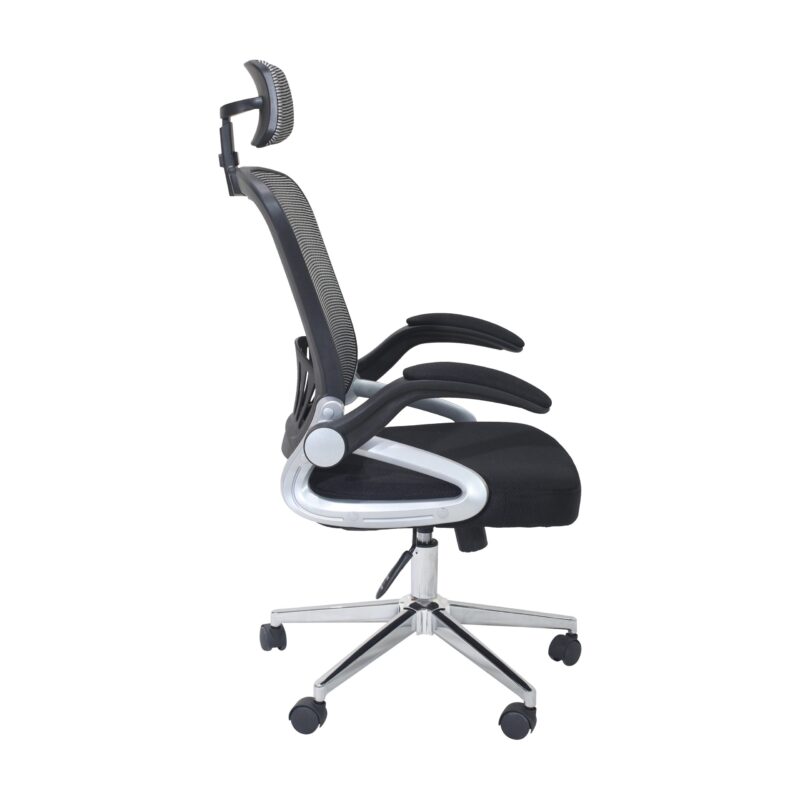 Mesh High Back Ergonomic Chair with Arms and Headrest (Grey and Black) - Image 5