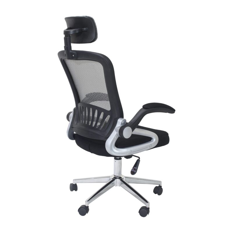 Mesh High Back Ergonomic Chair with Arms and Headrest (Grey and Black) - Image 7