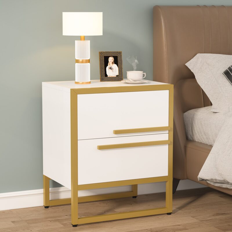 2-Drawer Nightstand, Modern Bedside Cabinet End Table - Image 3