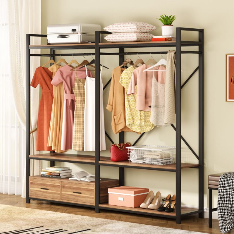 Freestanding Closet Organizer, Large Garment Racks with Drawers - Image 2