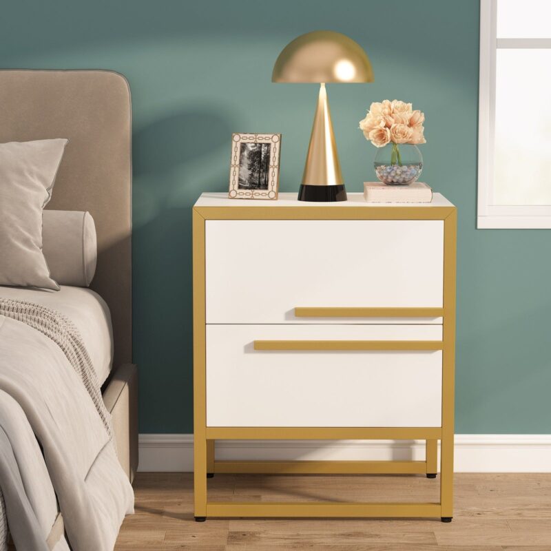 2-Drawer Nightstand, Modern Bedside Cabinet End Table - Image 4