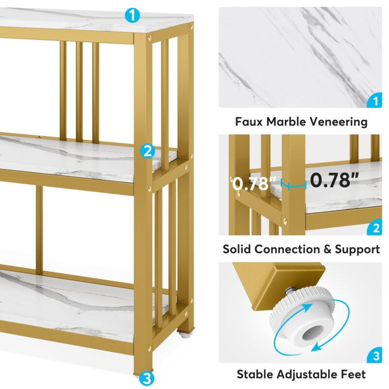 Console Table, 70.9" Sofa Table, 3 Tiers Narrow Long Sofa Table - Image 9