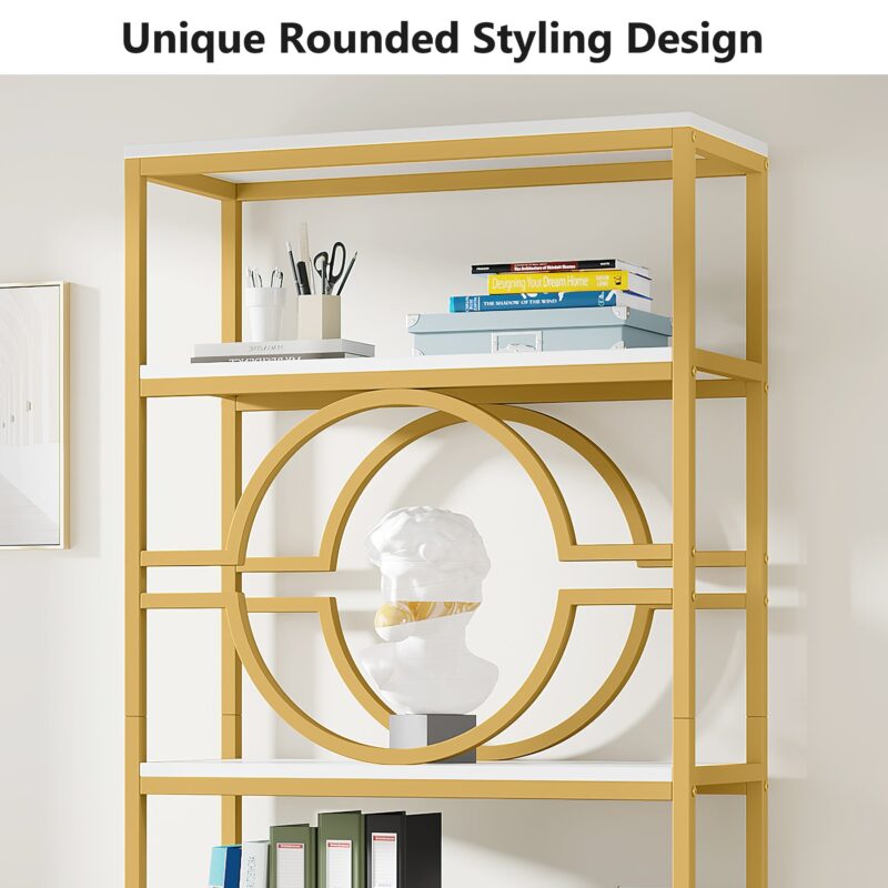 Bookshelf, 6-Tier Etagere Bookcase Freestanding Storage Shelf - Image 5