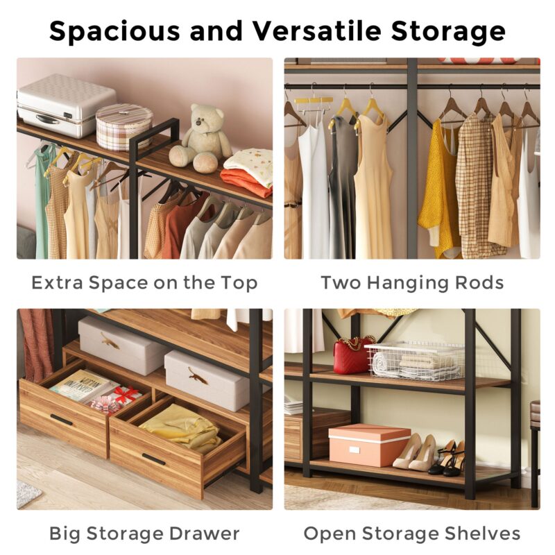 Freestanding Closet Organizer, Large Garment Racks with Drawers - Image 5