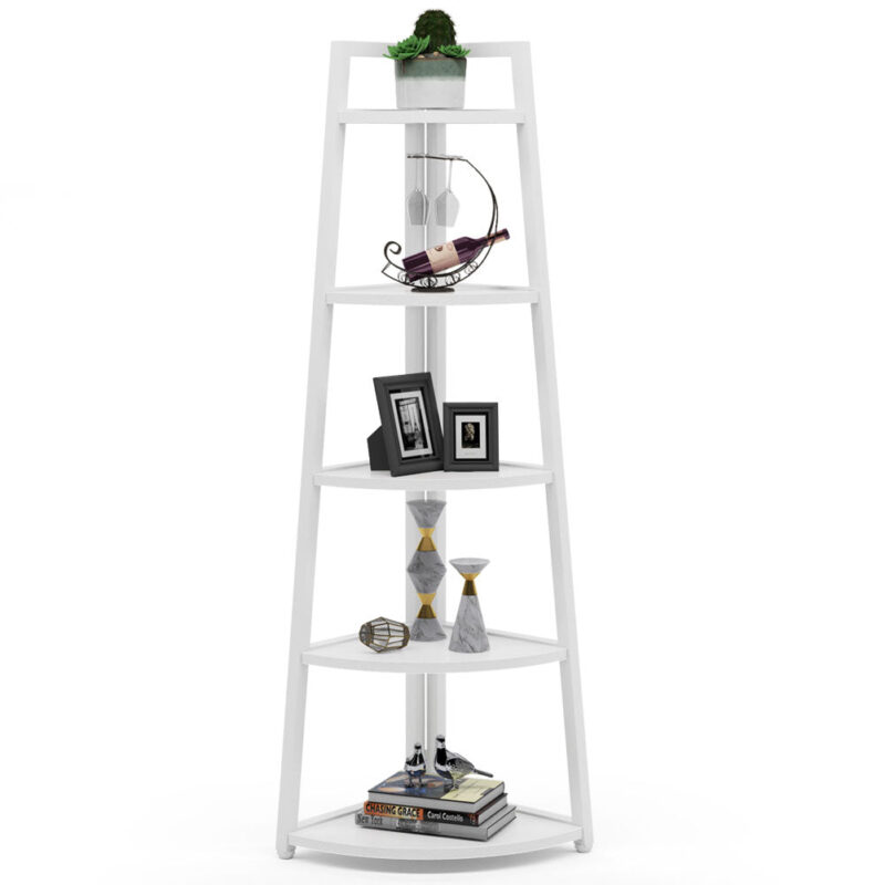 Corner Shelf, 70" Tall Corner Ladder Shelf Small Bookshelf