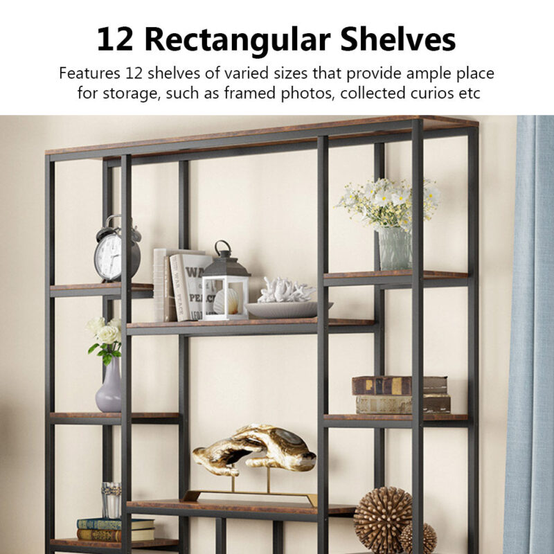 Bookcase, 12-Open Etagere Bookcase Display Rack Shelf - Image 6