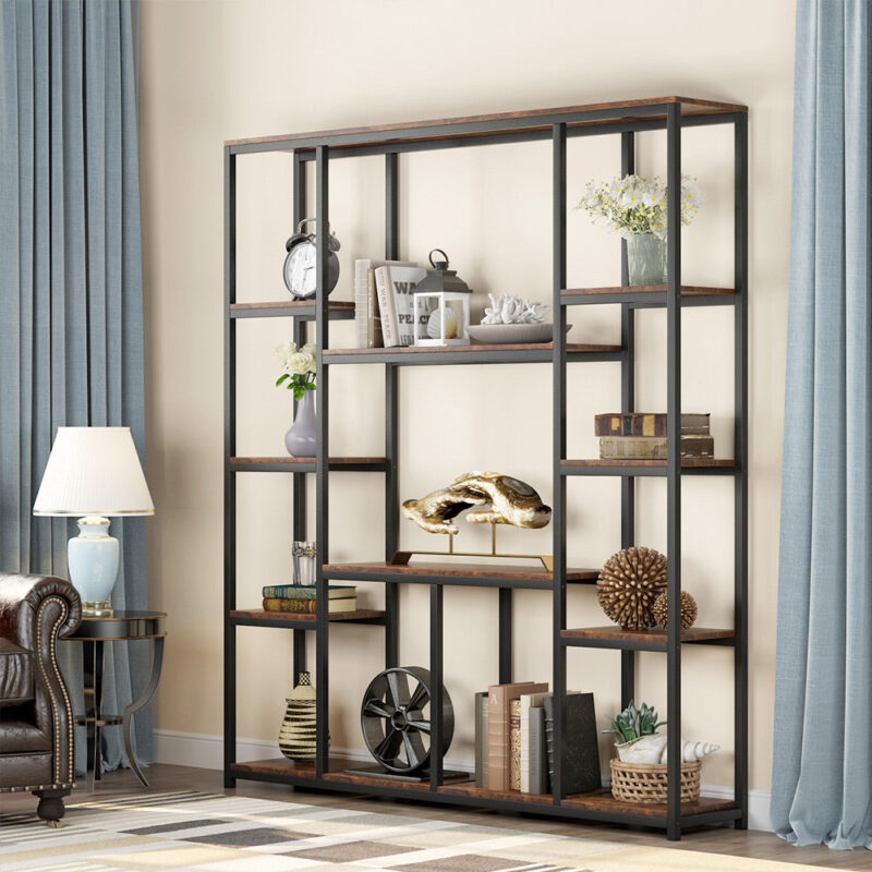 Bookcase, 12-Open Etagere Bookcase Display Rack Shelf - Image 4