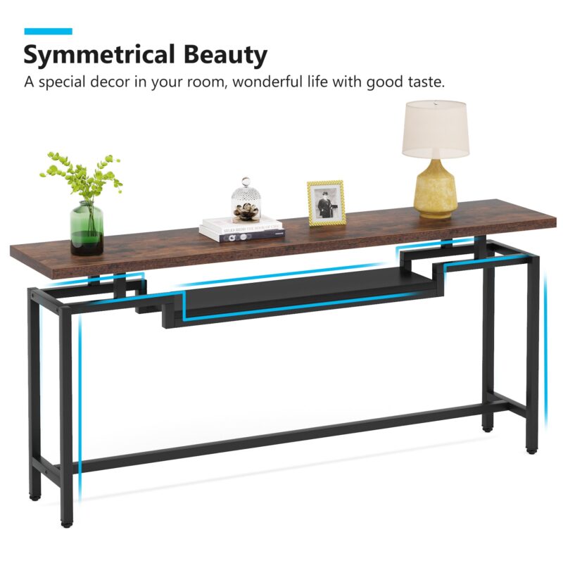 Console Table, 70" Sofa Table with 2 Tier Storage Shelves - Image 6