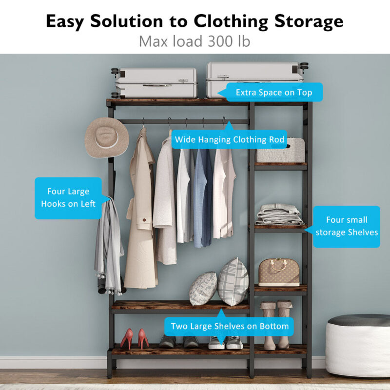 Freestanding Closet Organizer, Heavy Duty Clothes Shelf - Image 5