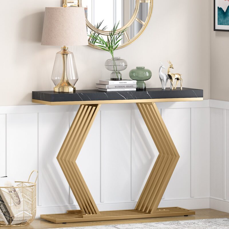 Console Table, 42" Modern Faux Marble Entryway Sofa Table - Image 8