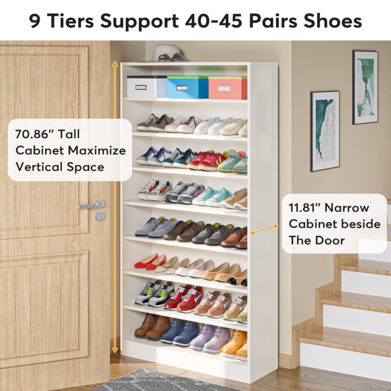 Shoe Cabinet, 9 Tiers Freestanding Shoe Storage Rack - Image 6