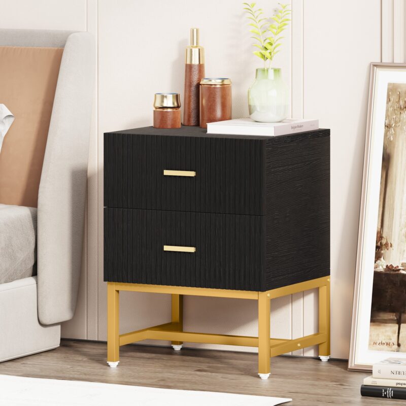 Nightstand, Modern Bed Side End Table with 2-Drawer - Image 8