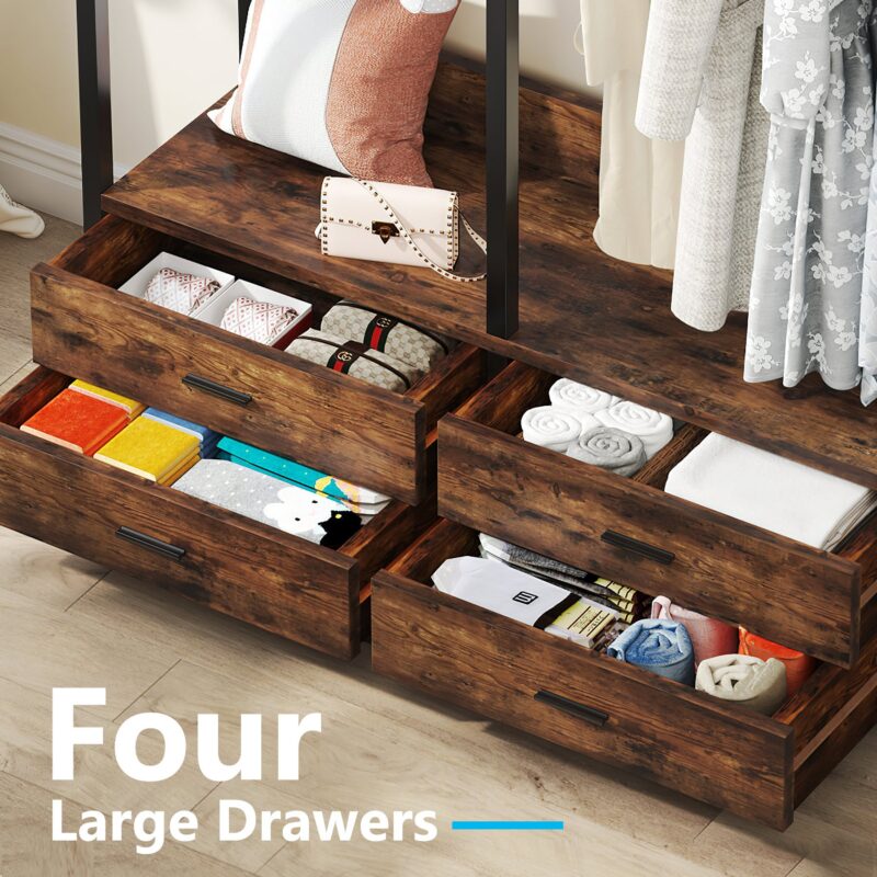 Freestanding Closet Organizer, Garment Rack with Drawers & Shelves - Image 7