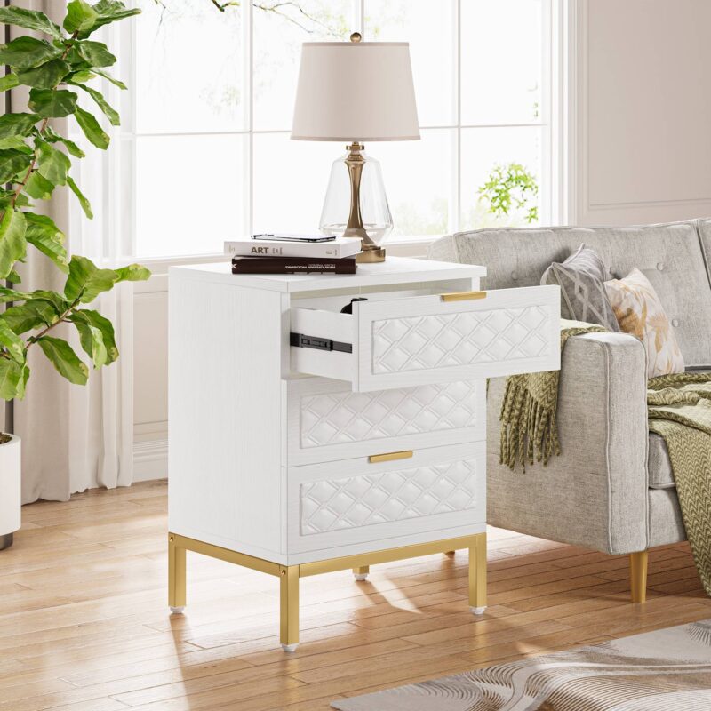 Nightstand, 3-Drawer Modern Beside Table End Table - Image 4