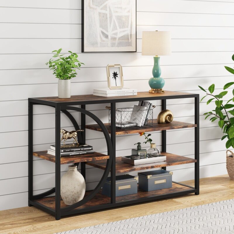 Console Table, 40 Inch Sofa Entryway Table with 5-Tier Storage Shelves - Image 2