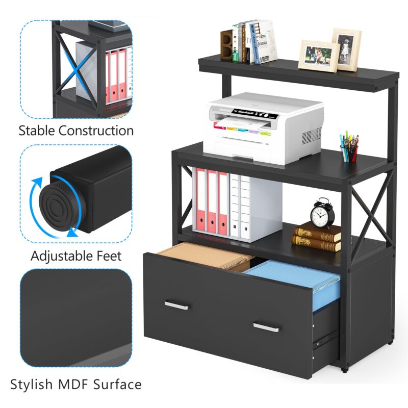 File Cabinet, Lateral Printer Stand with Drawer & Shelves - Image 7