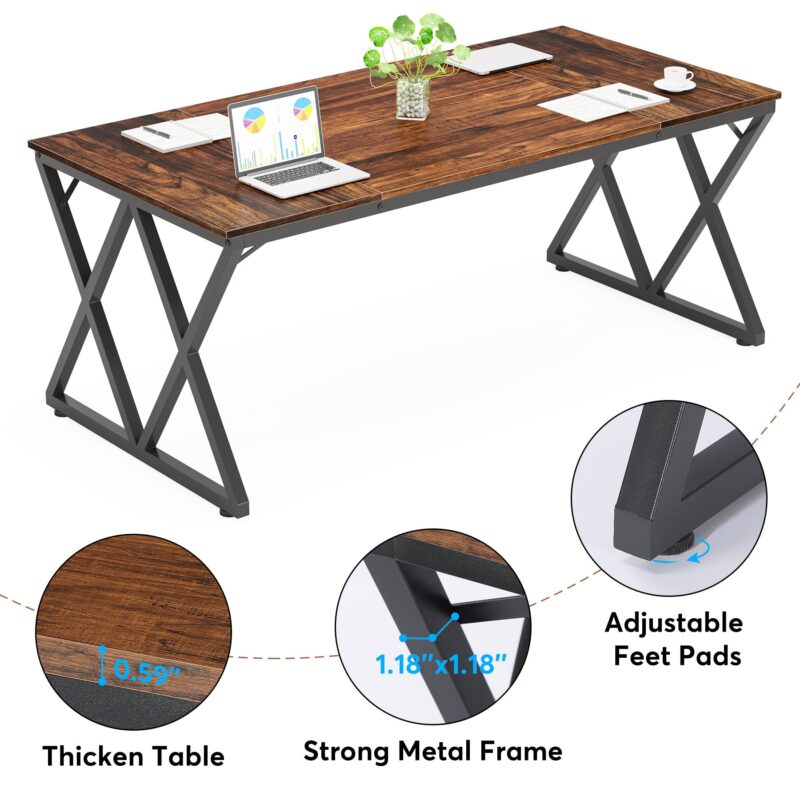 Conference Table, 6FT Rectangular Meeting Table Seminar Training Desk - Image 7