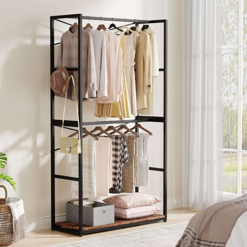 Freestanding Closet Organizer, Open Wardrobe Clothing Rack