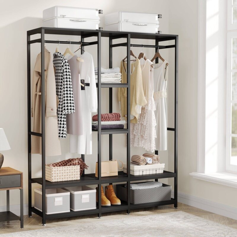 Freestanding Closet Organizer, Double Rod Clothes Rack - Image 8