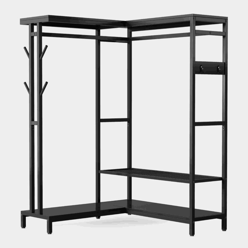 Freestanding Closet Organizer, Corner L Shape Clothes Rack - Image 8