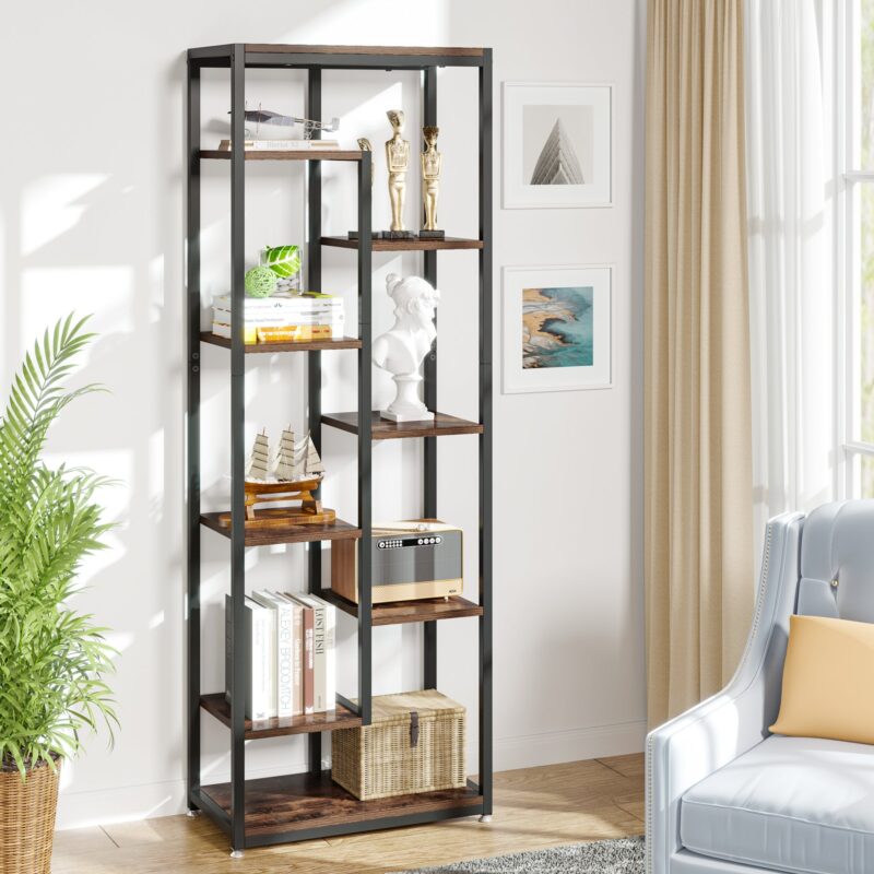 Bookshelf, 70.8" Etagere Bookcase Storage Display Shelf Unit - Image 2