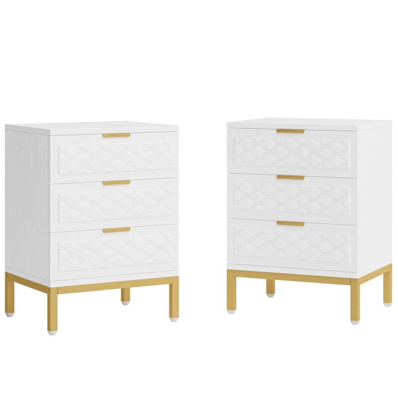 Nightstand, 3-Drawer Modern Beside Table End Table - Image 7