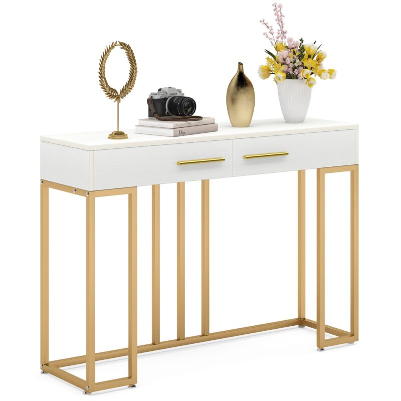 Console Table, Modern Sofa Couch Table with 2-Drawer