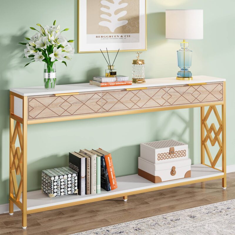 Console Table, 70.9 inch Sofa Entryway Table with 3 Drawers & Shelves