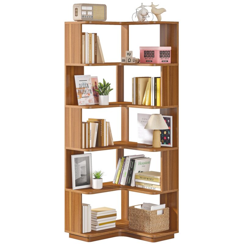 Corner Bookshelf, 6-Tier Corner Bookcase Display Rack - Image 2