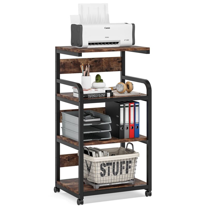 Printer Stand, Rolling Printer Table Stand Storage Rack - Image 2